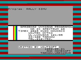 Rally Simulator — ZX SPECTRUM GAME ИГРА