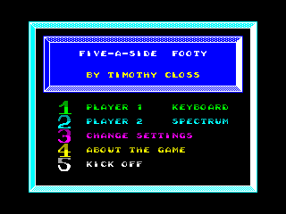 FIVE-A-SIDE FOOTY — ZX SPECTRUM GAME ИГРА