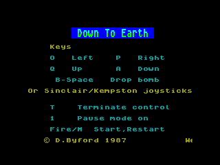 Down to Earth — ZX SPECTRUM GAME ИГРА