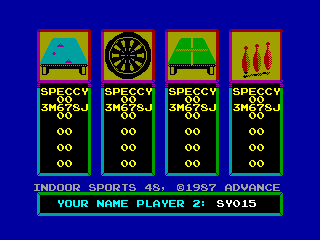 Indoor Sports — ZX SPECTRUM GAME ИГРА