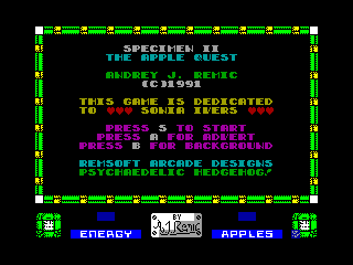 SPECIMEN II APPLE QUEST — ZX SPECTRUM GAME ИГРА