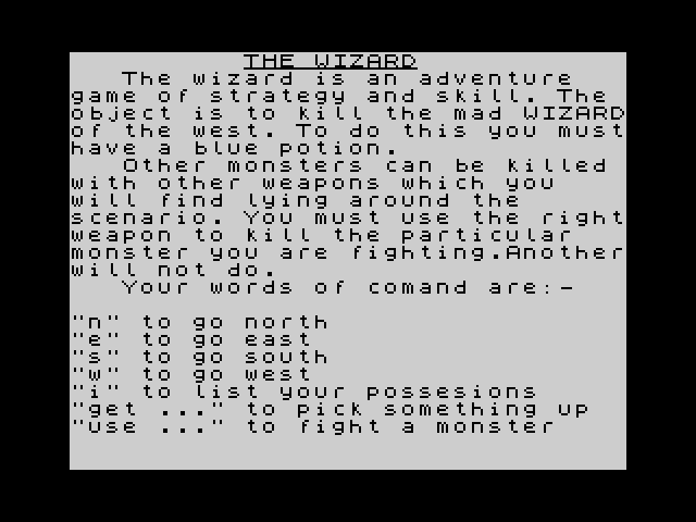 The Wizard — ZX SPECTRUM GAME