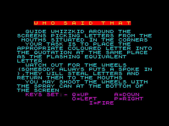 Who Said That? — ZX SPECTRUM GAME ИГРА