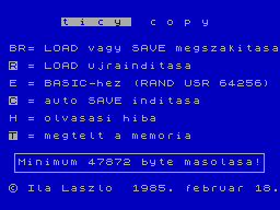 Ticy Copy — ZX SPECTRUM GAME ИГРА